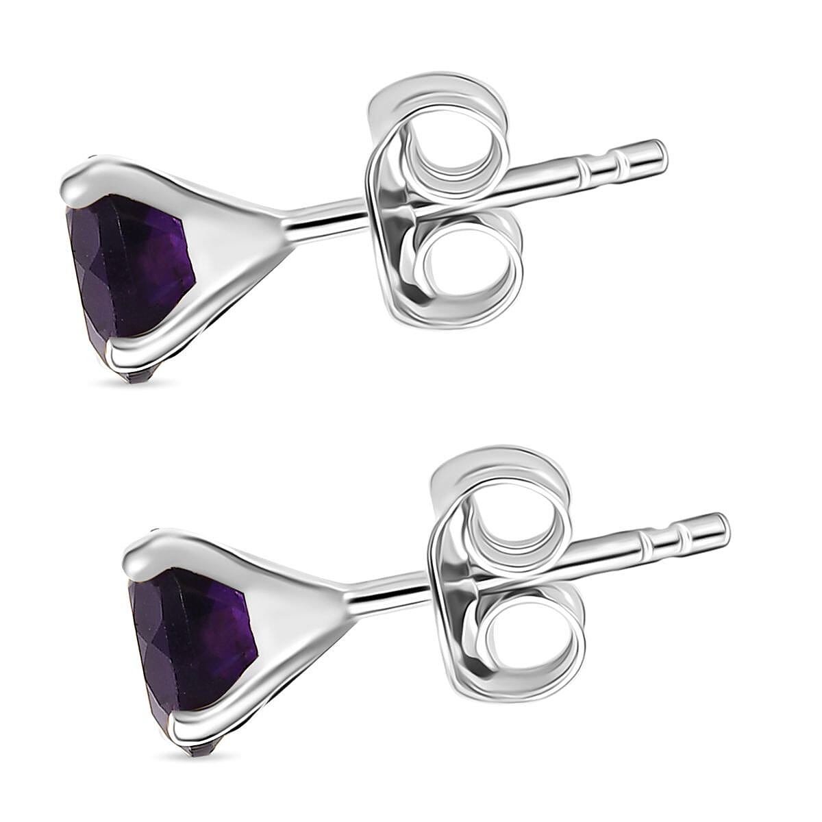 AAA African Amethyst Solitaire Stud Push Post Earring in Rhodium Overlay Sterling Silver 1.64 Ct. V32699234 4