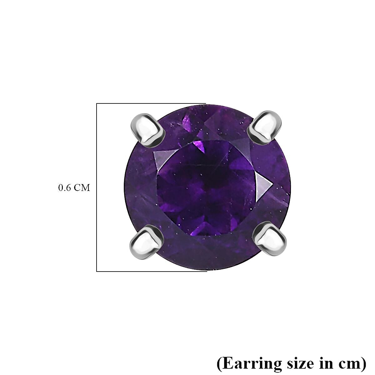 AAA African Amethyst Solitaire Stud Push Post Earring in Rhodium Overlay Sterling Silver 1.64 Ct. V32699234 5