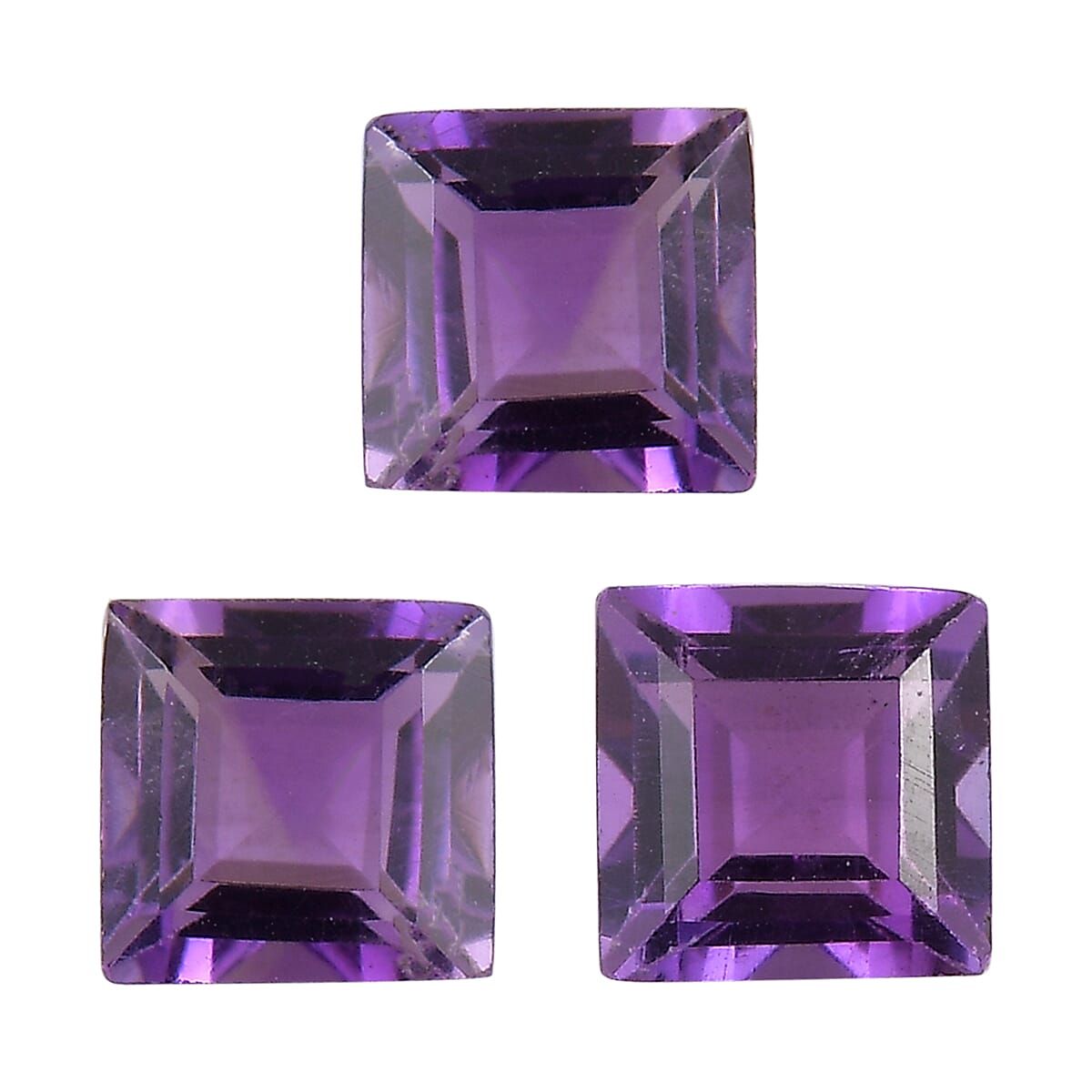 Set of 3 African Amethyst Loose Gemstones in Square Shape 0.91 Ct. 8063626 0