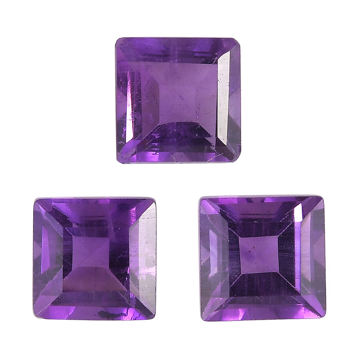 Set of 3 African Amethyst Loose Gemstones in Square Shape 1.86 Ct. 8063628 0