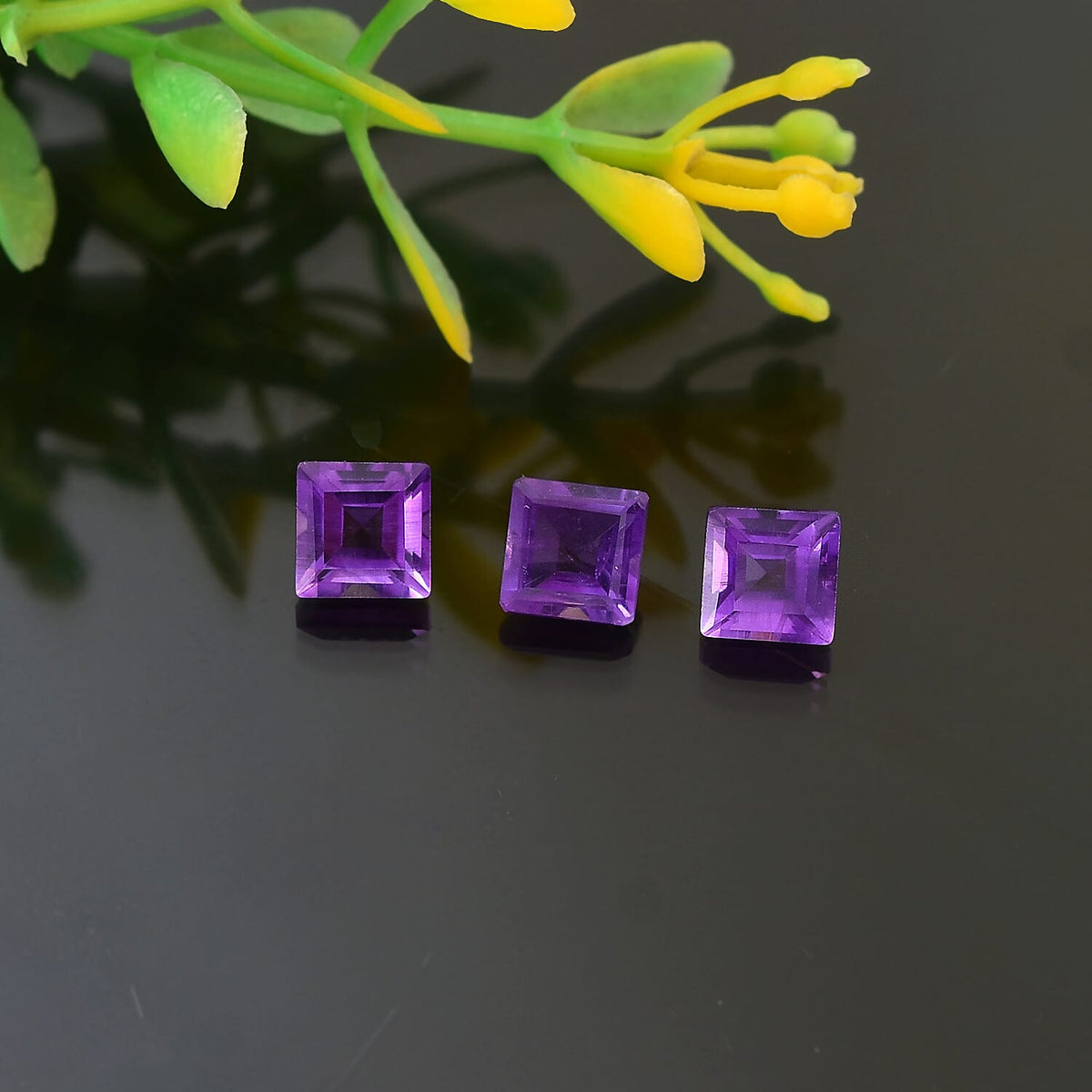 Set of 3 African Amethyst Loose Gemstones in Square Shape 1.86 Ct. 8063628 2