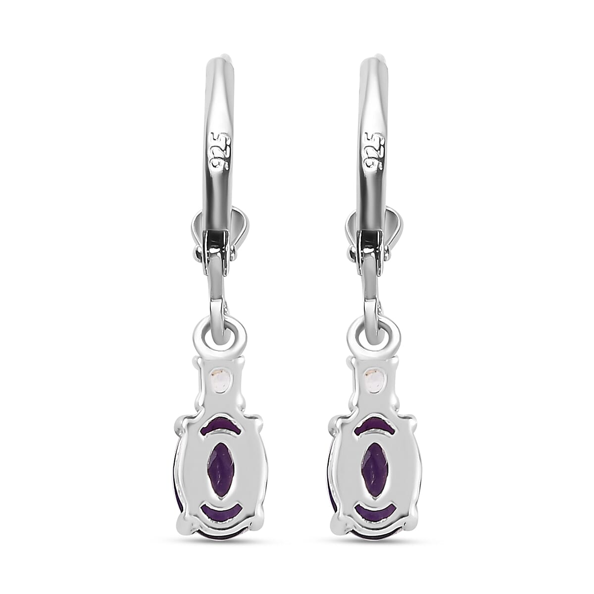 Amethyst and White Topaz Lever Back Earrings in Sterling Silver 1.70 Ct 7519324 5