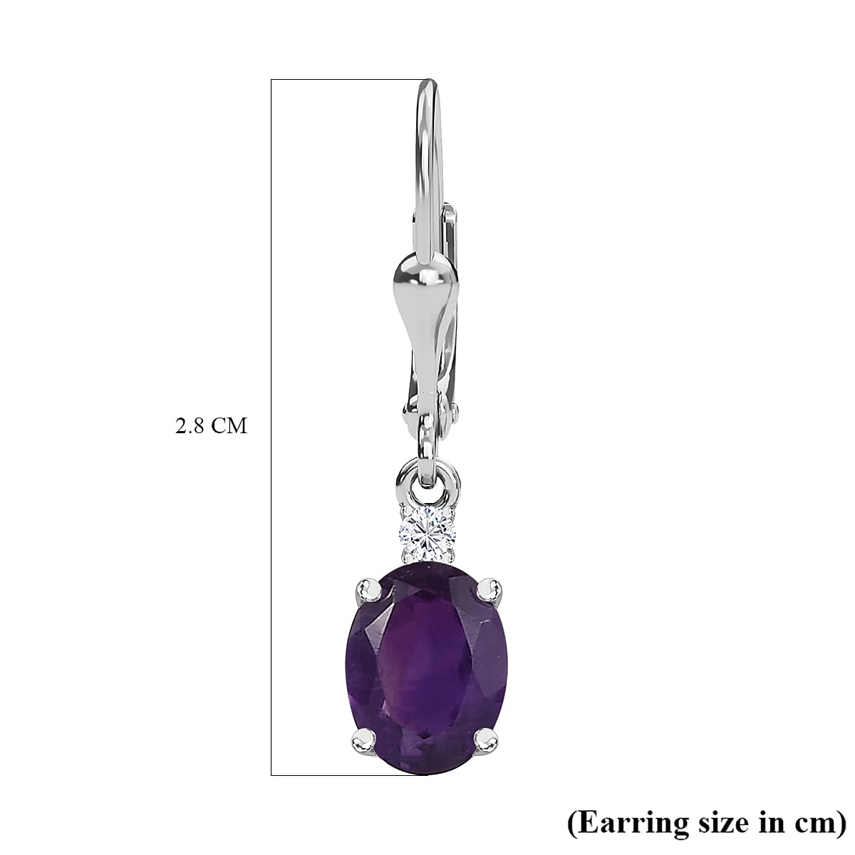 Amethyst and White Topaz Lever Back Earrings in Sterling Silver 1.70 Ct 7519324 6