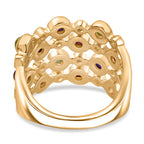 Designer Inspired- Multi Gemstone & White Zircon Cluster Ring in Yellow Gold Plated Sterling Silver 2.31 Ct, Silver Wt. 6.44 Gms.