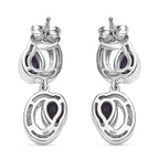 AAA African Amethyst & White Zircon Dangling Earring in Rhodium Overlay Sterling Silver 2.18 Ct.