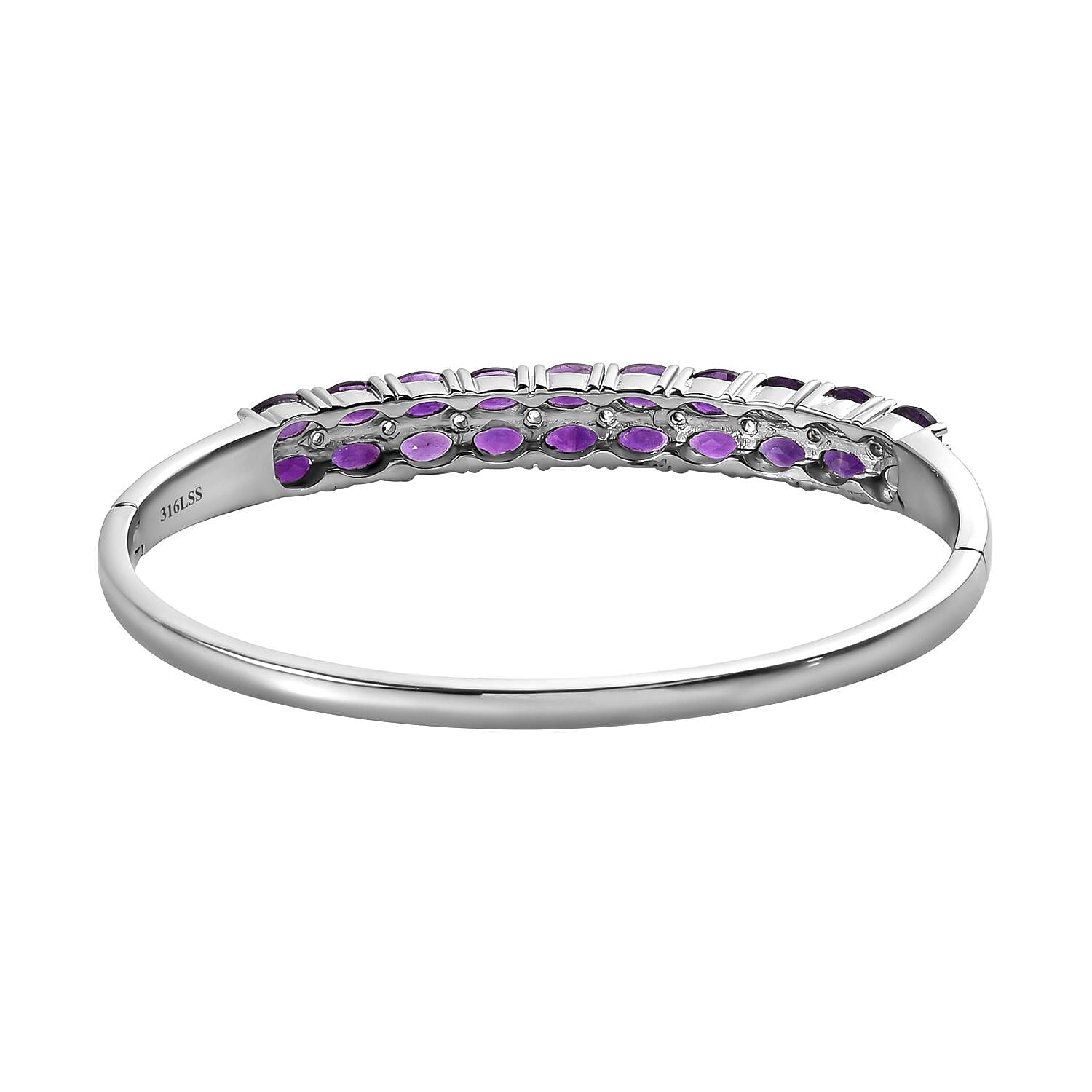 Bank Holiday Monday Bonanza-Amethyst and Natural Zircon Half-Eternity Bangle (Size - 7.5) 9.66 Ct. 7282975 5