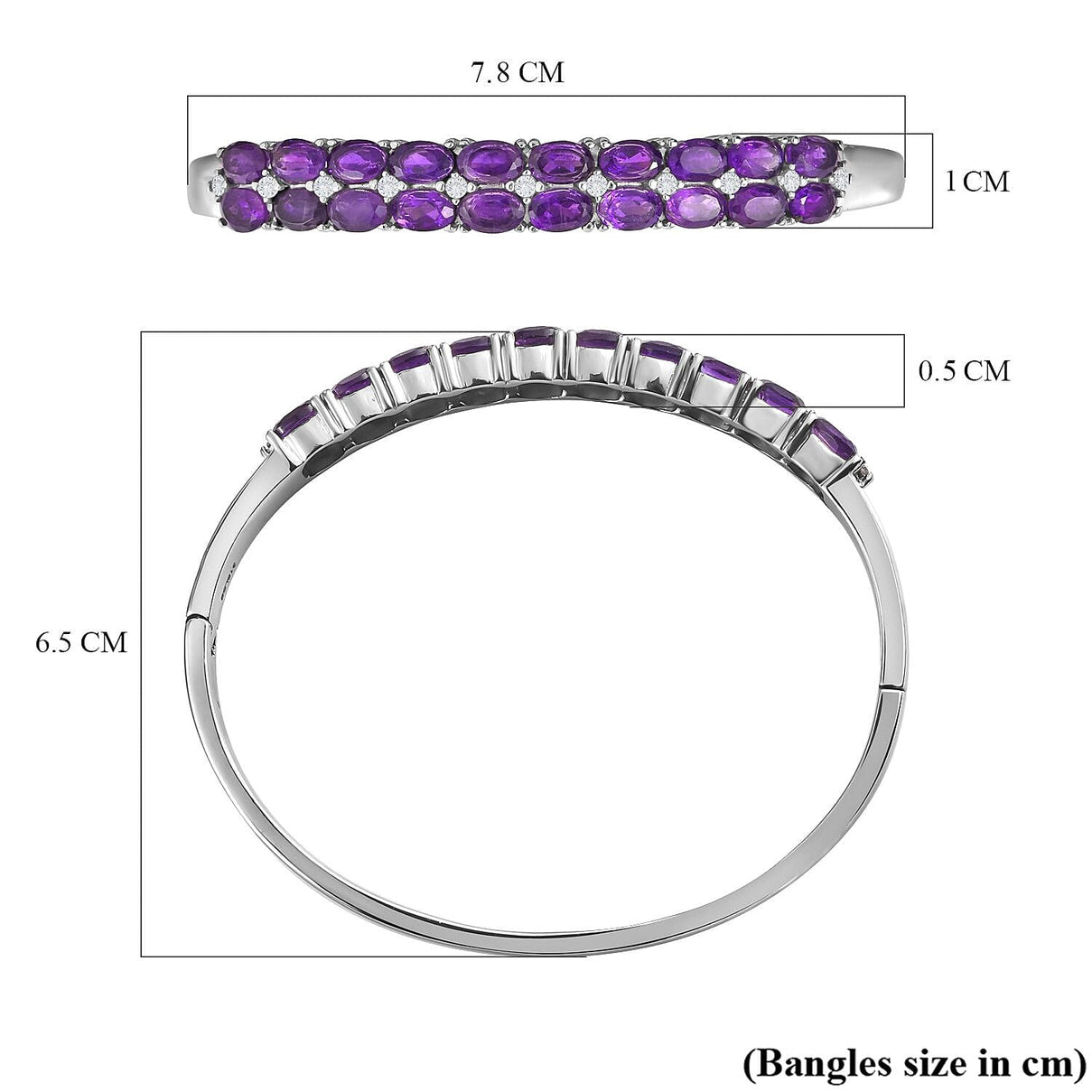 Bank Holiday Monday Bonanza-Amethyst and Natural Zircon Half-Eternity Bangle (Size - 7.5) 9.66 Ct. 7282975 6
