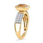 African Amethyst & White Zircon Ring in Yellow Gold Tone 4.10 Ct.