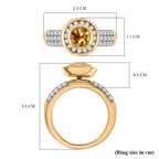 African Amethyst & White Zircon Ring in Yellow Gold Tone 4.10 Ct.