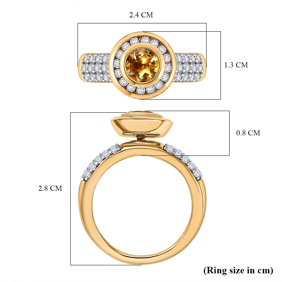 African Amethyst &amp; White Zircon Ring in Yellow Gold Tone 4.10 Ct. 8036884 5