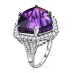 Canela Amethyst & Natural Zircon Ring in Platinum Overlay Sterling Silver 20.00 Ct