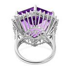 Canela Amethyst & Natural Zircon Ring in Platinum Overlay Sterling Silver 20.00 Ct