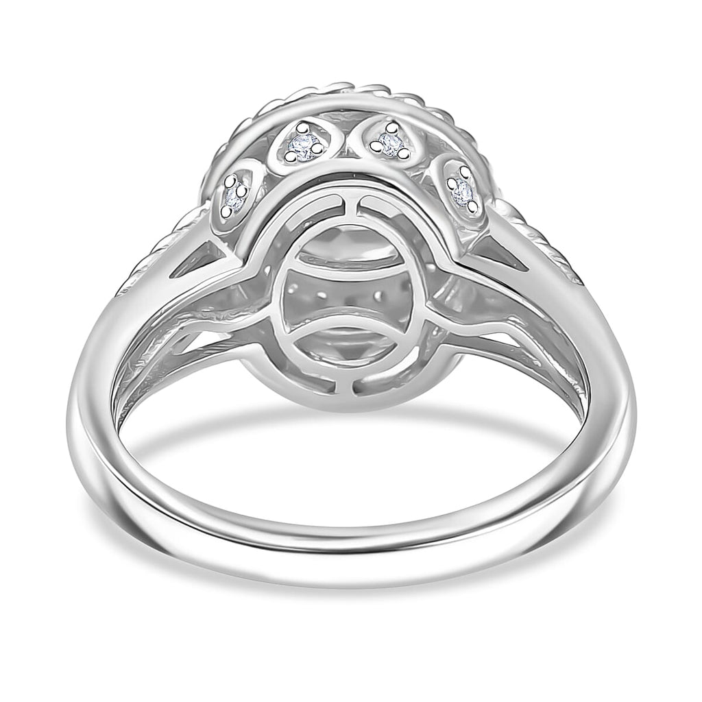 African Amethyst & White Zircon Ring in Rhodium Overlay Sterling Silver 2.41 Ct.