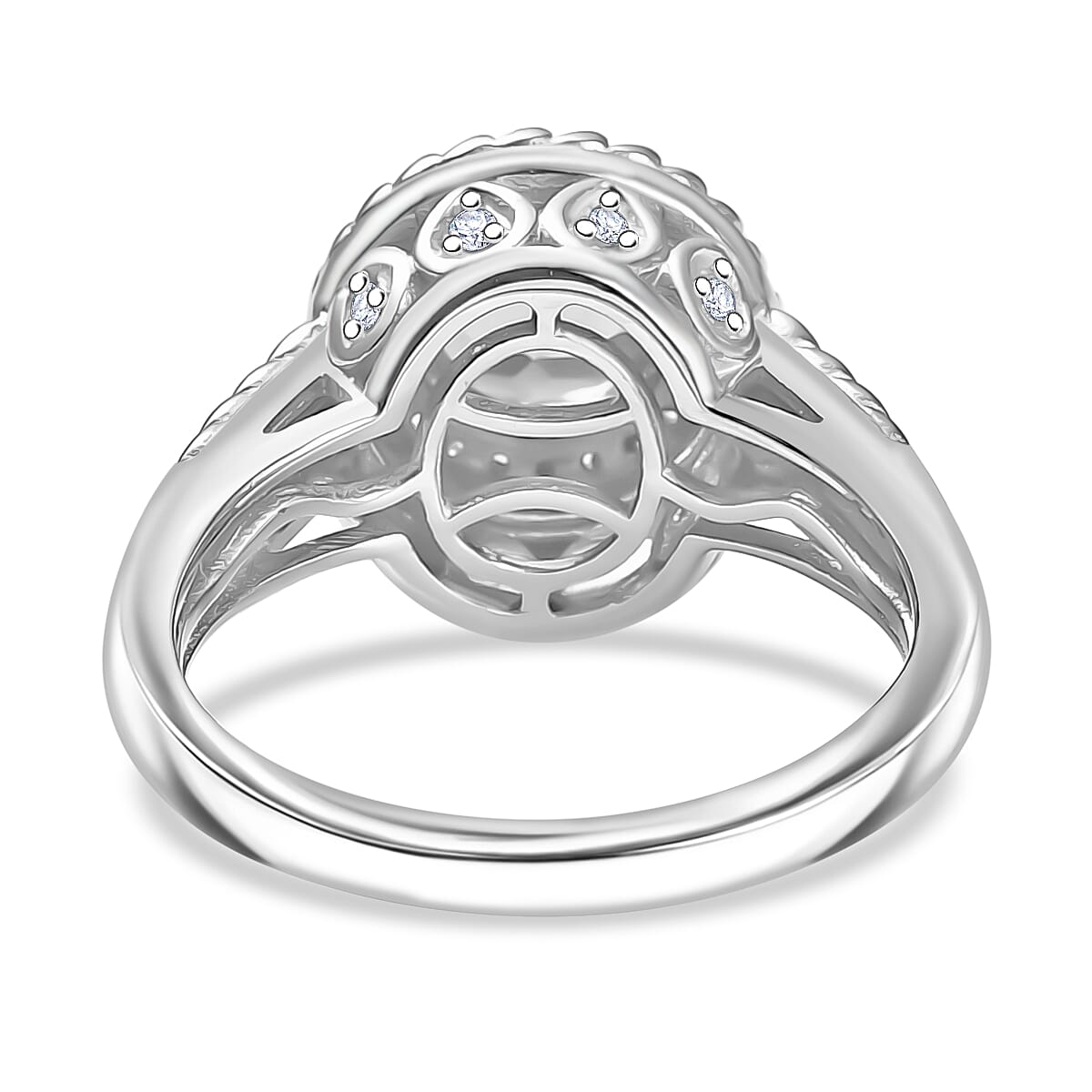 African Amethyst, White Zircon Halo Ring in Rhodium Overlay Sterling Silver 8047874 5