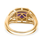 Designer Inspired African Amethyst and Zircon Ring in 18k Gold Vermeil Sterling Silver 2.45 Ct