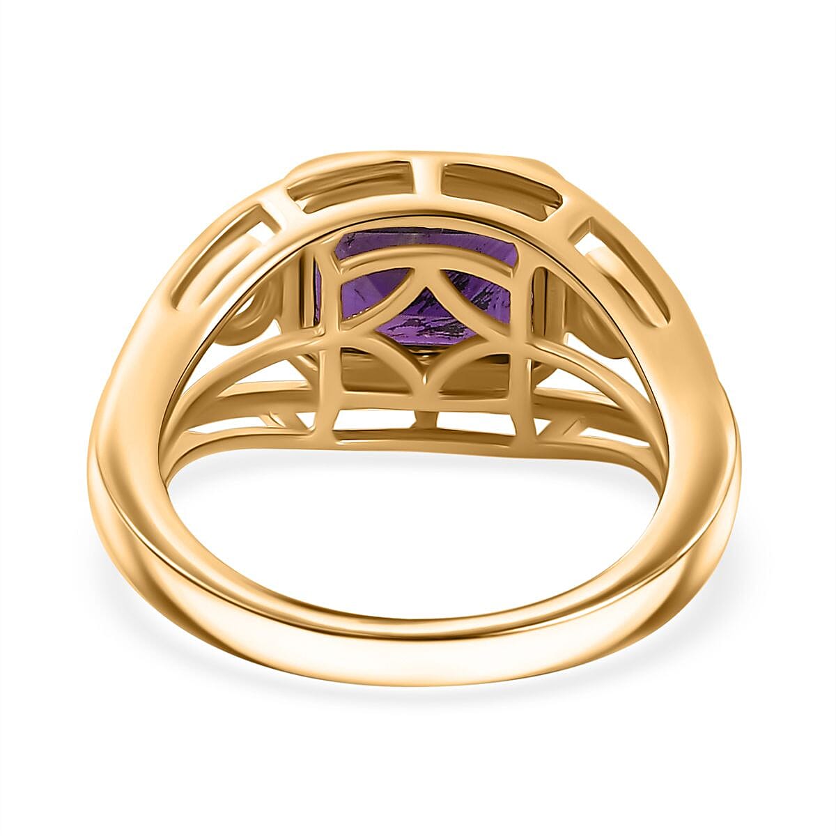 African Amethyst, White Zircon Ring in 18K Vermeil Yellow Gold Plated Sterling Silver,  2.504  Ct. 7758052 5
