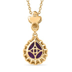 D'Joy AAA African Amethyst & White Zircon Pendant in Yellow Gold Plated Sterling Silver with Chain (Size 20) 2.94 Ct.