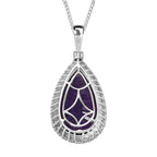 AAA Amethyst & Natural Zircon Drop Pendant with Chain (Size 20) in Platinum Overlay Sterling Silver 18.24 Ct, Silver Wt. 11.11 Gms