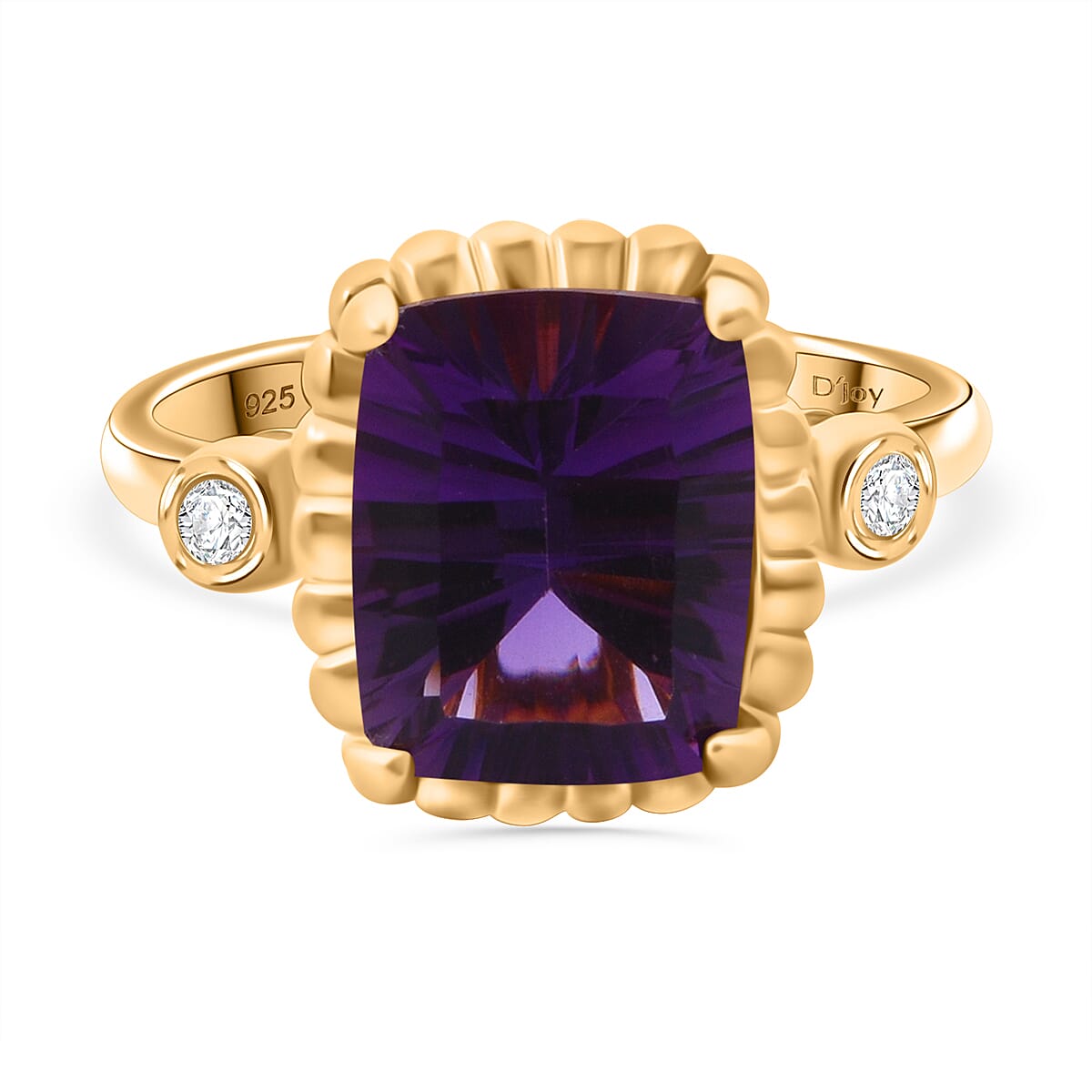 Rose de Morrocco Amethyst, White Zircon Ring in Vermeil Rose Gold Plated Sterling 3.40 Ct. 7827459 0