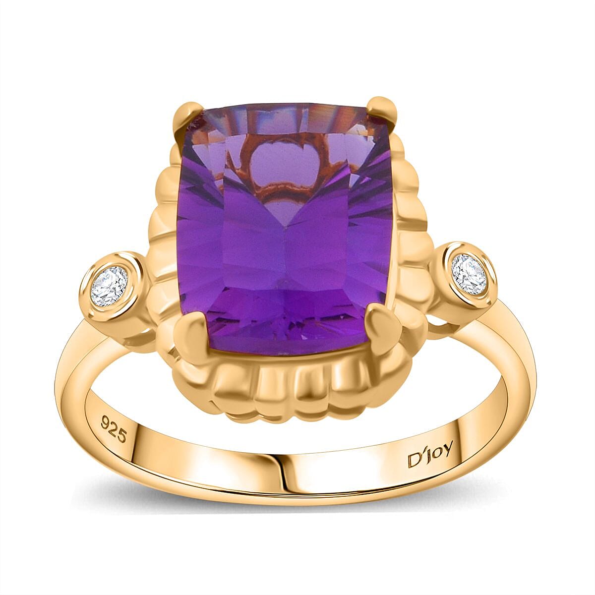Rose de Morrocco Amethyst, White Zircon Ring in Vermeil Rose Gold Plated Sterling 3.40 Ct. 7827459 3