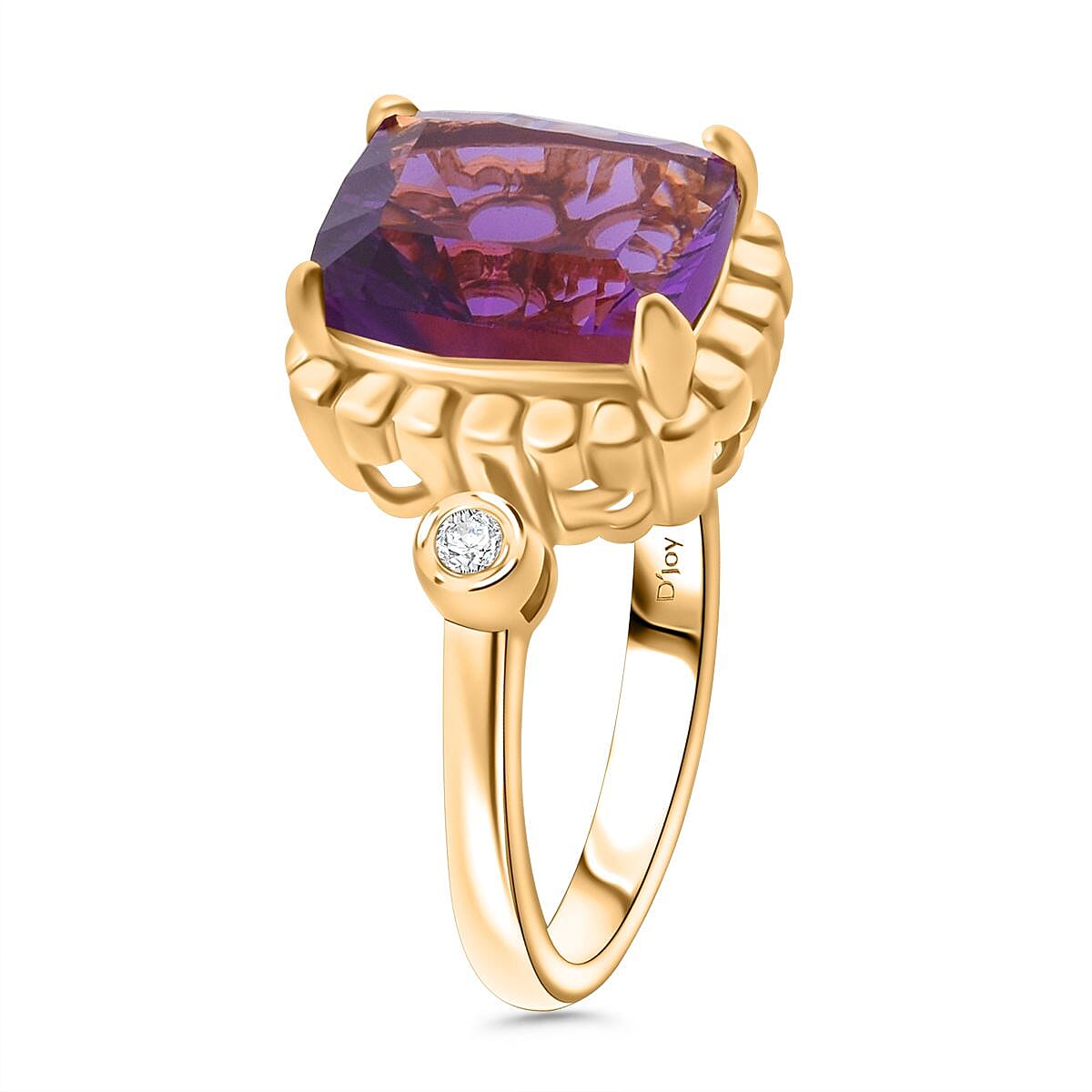 Rose de Morrocco Amethyst, White Zircon Ring in Vermeil Rose Gold Plated Sterling 3.40 Ct. 7827459 4