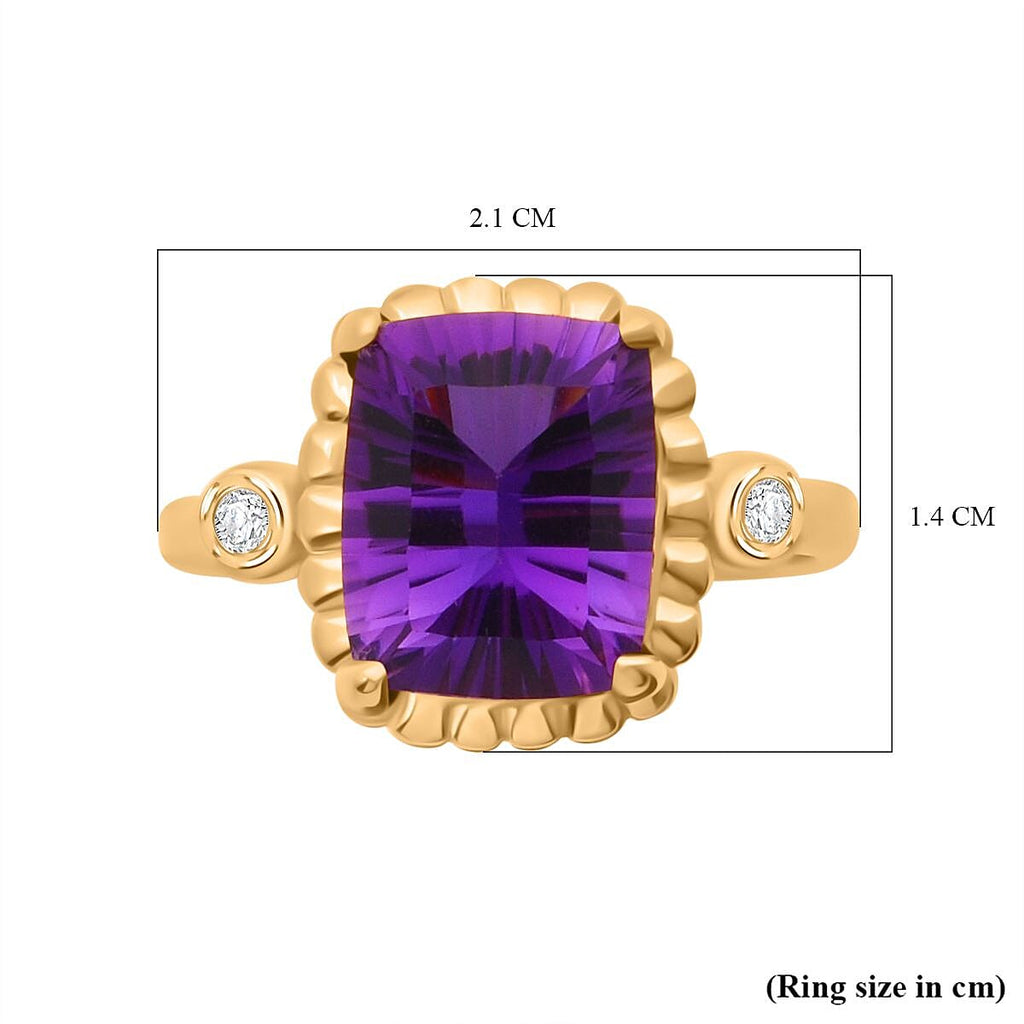 Morrocco Amethyst & White Zircon Ring in Vermeil Rose Gold Plated Sterling Silver 3.40 Ct.