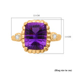 Morrocco Amethyst & White Zircon Ring in Vermeil Rose Gold Plated Sterling Silver 3.40 Ct.