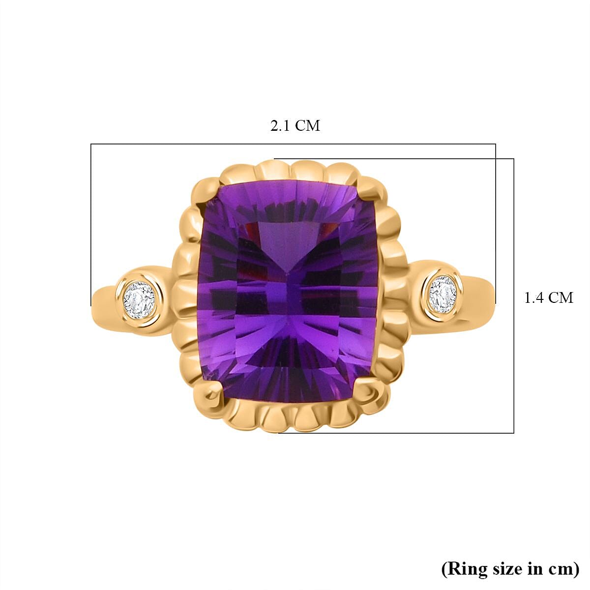 Rose de Morrocco Amethyst, White Zircon Ring in Vermeil Rose Gold Plated Sterling 3.40 Ct. 7827459 6