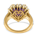 Amethyst & Natural Zircon Heart Ring in 18K Vermeil YG Plated Sterling Silver 7.00 Ct