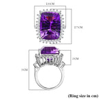 Amethyst & Natural Zircon Halo Ring in Platinum Overlay Sterling Silver, 21.50 Ct, Silver Wt 6.60 GM