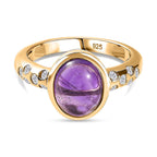 Amethyst & Natural Zircon Ring in 18K Vermeil YG Plated Sterling Silver 3.15 Ct.