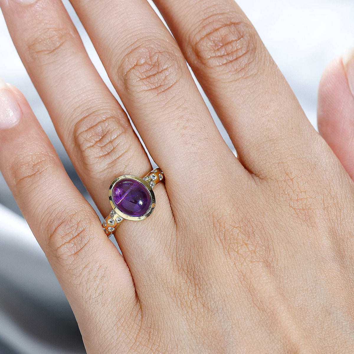 Amethyst and Natural Zircon Solitaire Ring in 18K Vermeil Yellow Gold Plated Sterling Silver 3.15 Ct. 7770283 2