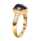 Amethyst & Natural Zircon Ring in 18K Vermeil YG Plated Sterling Silver 3.15 Ct.