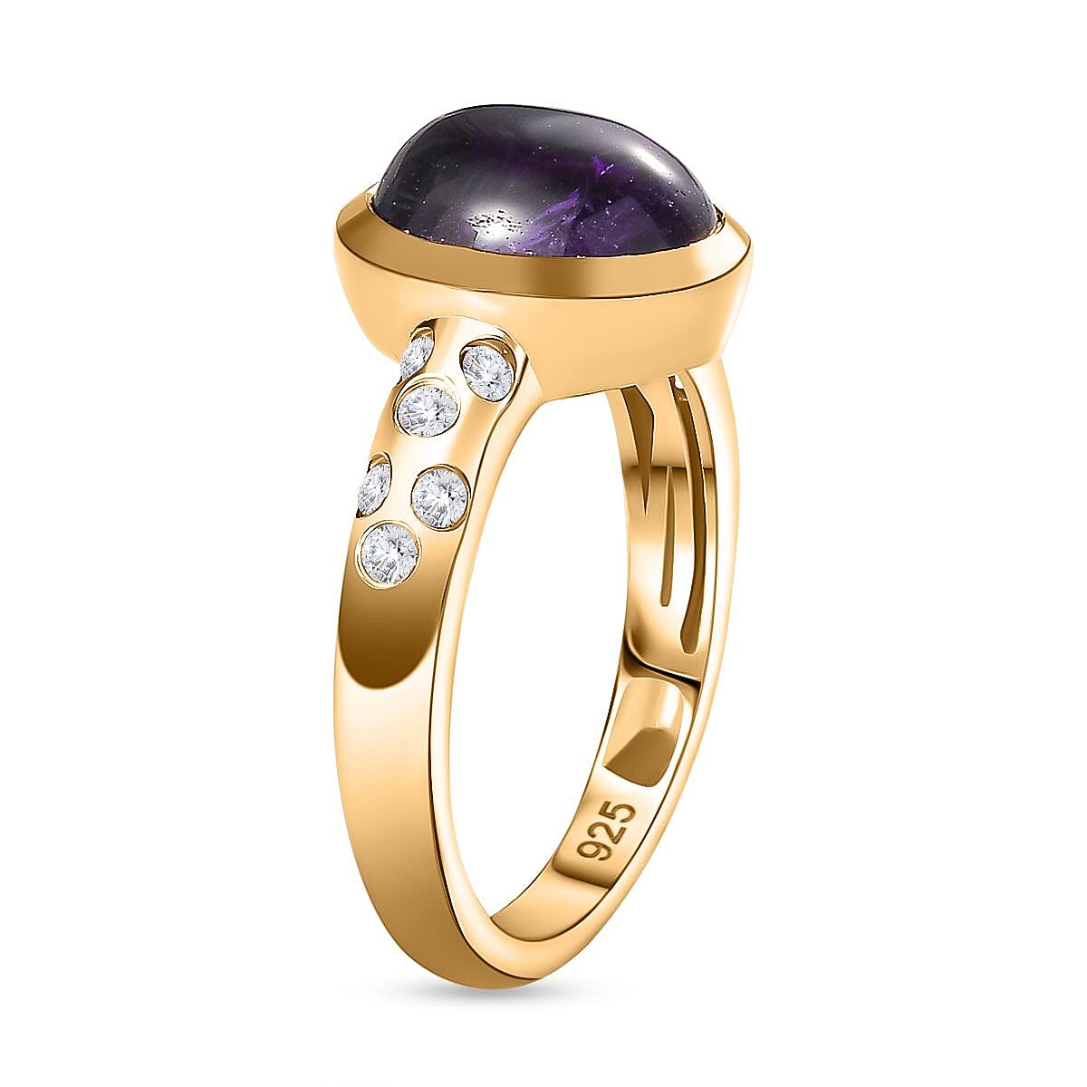 Amethyst and Natural Zircon Solitaire Ring in 18K Vermeil Yellow Gold Plated Sterling Silver 3.15 Ct. 7770283 3