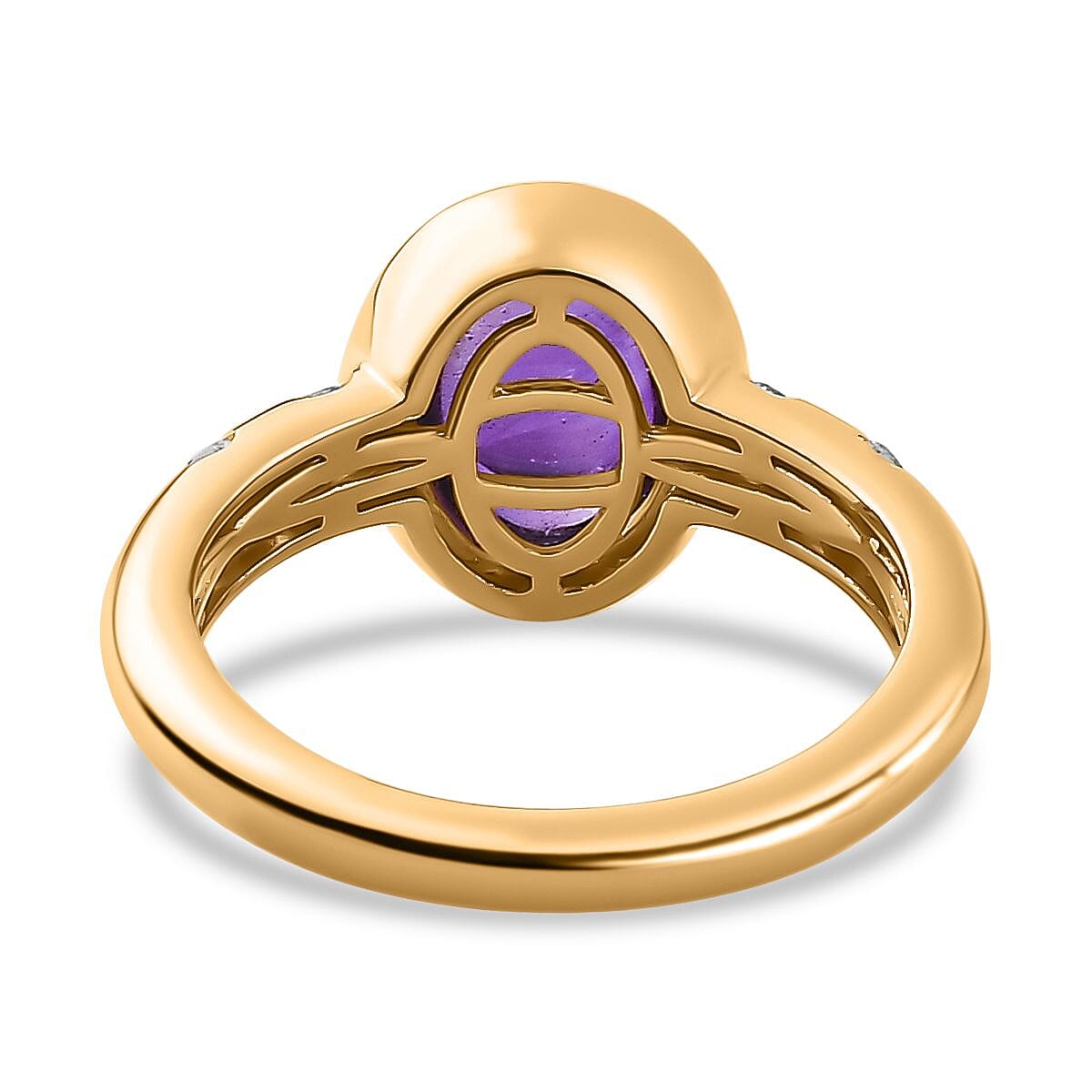 Amethyst and Natural Zircon Solitaire Ring in 18K Vermeil Yellow Gold Plated Sterling Silver 3.15 Ct. 7770283 4