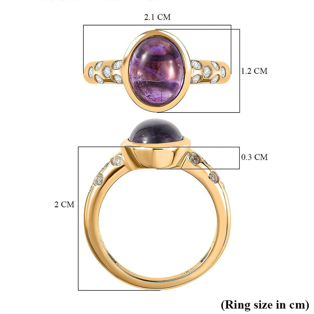 Amethyst & Natural Zircon Ring in 18K Vermeil YG Plated Sterling Silver 3.15 Ct.