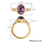 Amethyst & Natural Zircon Ring in 18K Vermeil YG Plated Sterling Silver 3.15 Ct.