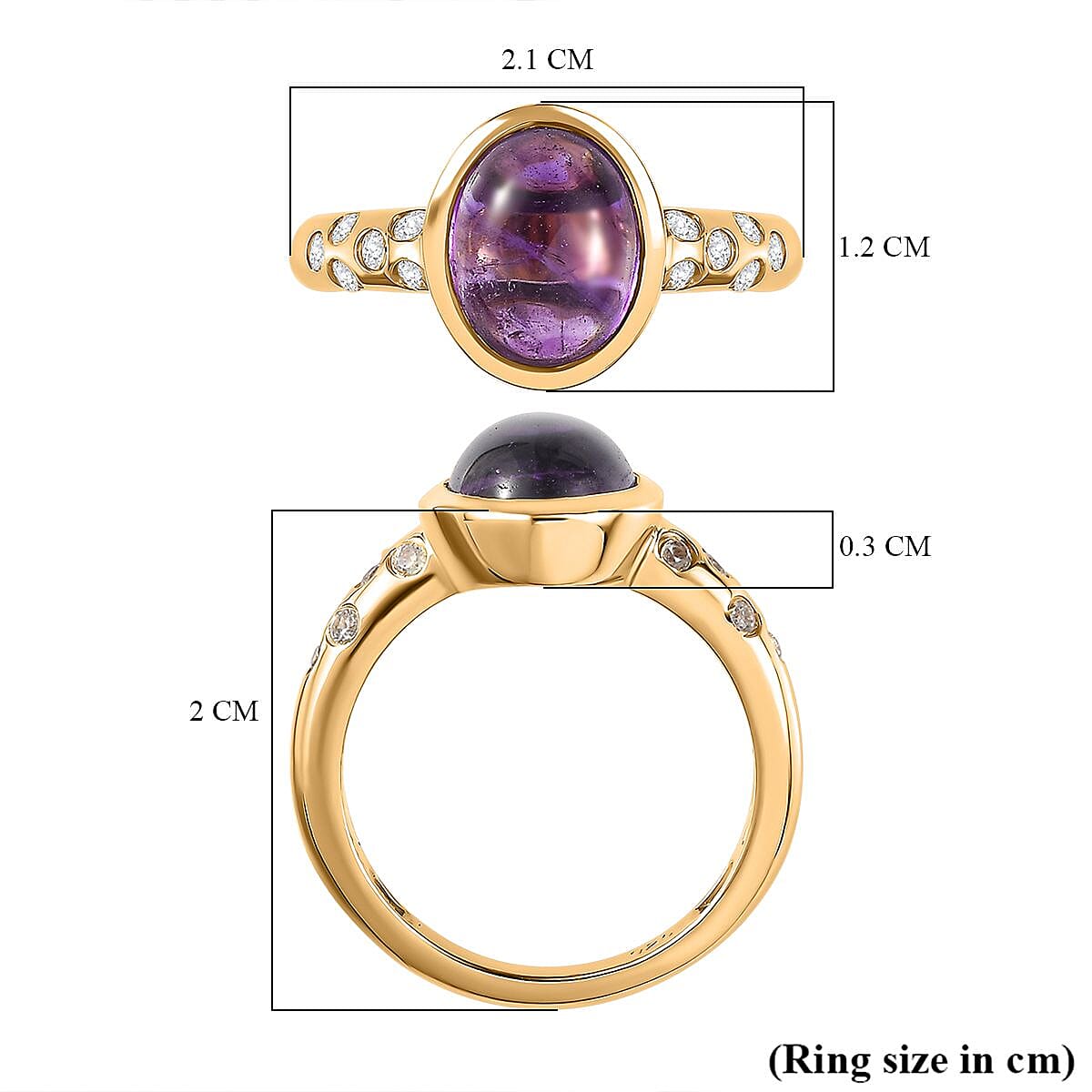 Amethyst and Natural Zircon Solitaire Ring in 18K Vermeil Yellow Gold Plated Sterling Silver 3.15 Ct. 7770283 5
