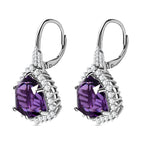 Canela Amethyst & Natural Zircon Stud Earrings in Platinum Overlay Sterling Silver 16.10 Ct,