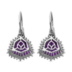 Canela Amethyst & Natural Zircon Stud Earrings in Platinum Overlay Sterling Silver 16.10 Ct,