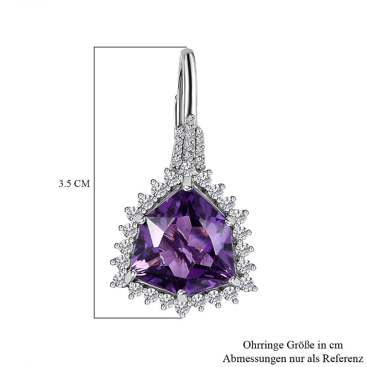 Canela Amethyst &amp; Natural Zircon Stud Earrings in Platinum Overlay Sterling Silver 16.10 Ct, 7602528 5