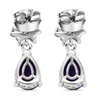 AAA African Amethyst & White Zircon Solitaire Stud Push Post Earrings in Rhodium Overlay Sterling Silver 2.04 Ct.