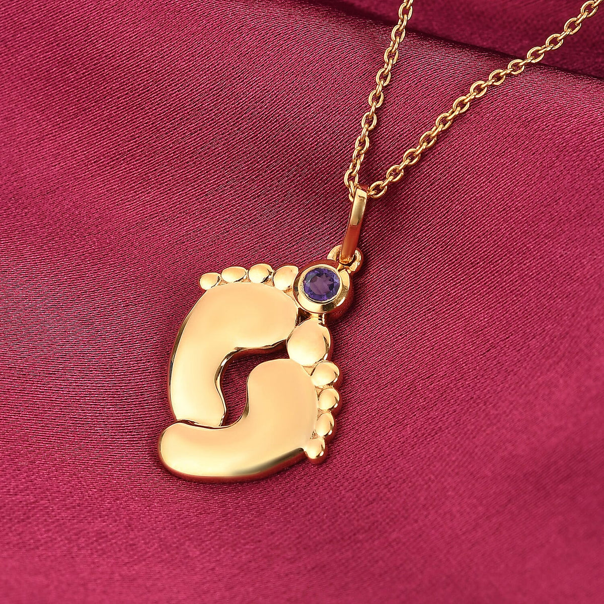 African Amethyst (0.09 Ct) 14K Gold Overlay 14K Gold Overlay Sterling Silver Pendant With Chain 0.085 Ct. 3629348 2