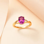 Rubellite Colour Quartz Ring in Gold Overlay Sterling Silver 1.576  Ct.