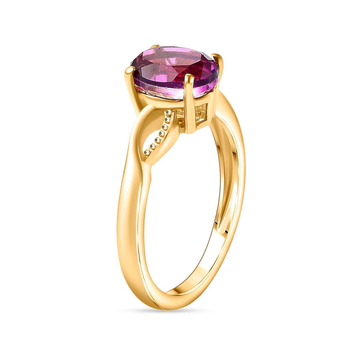 Rubellite Colour Quartz Solitaire Ring in Gold Overlay Sterling Silver 1.57  Ct. 7858193 3