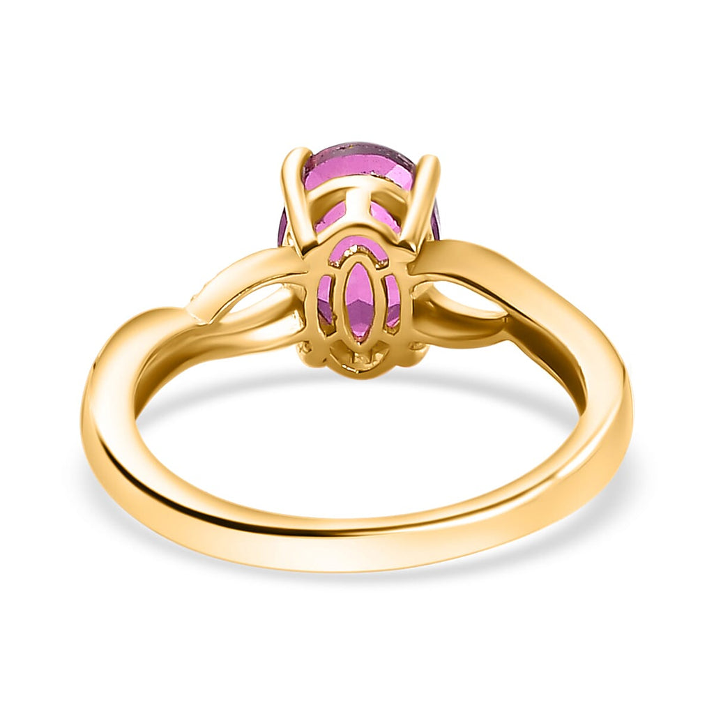 Rubellite Colour Quartz Ring in Gold Overlay Sterling Silver 1.576  Ct.