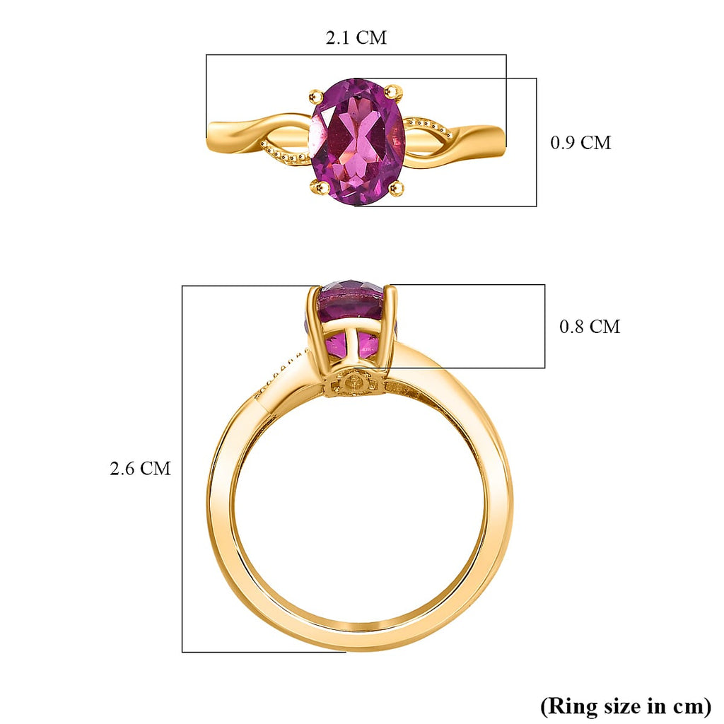 Rubellite Colour Quartz Ring in Gold Overlay Sterling Silver 1.576  Ct.