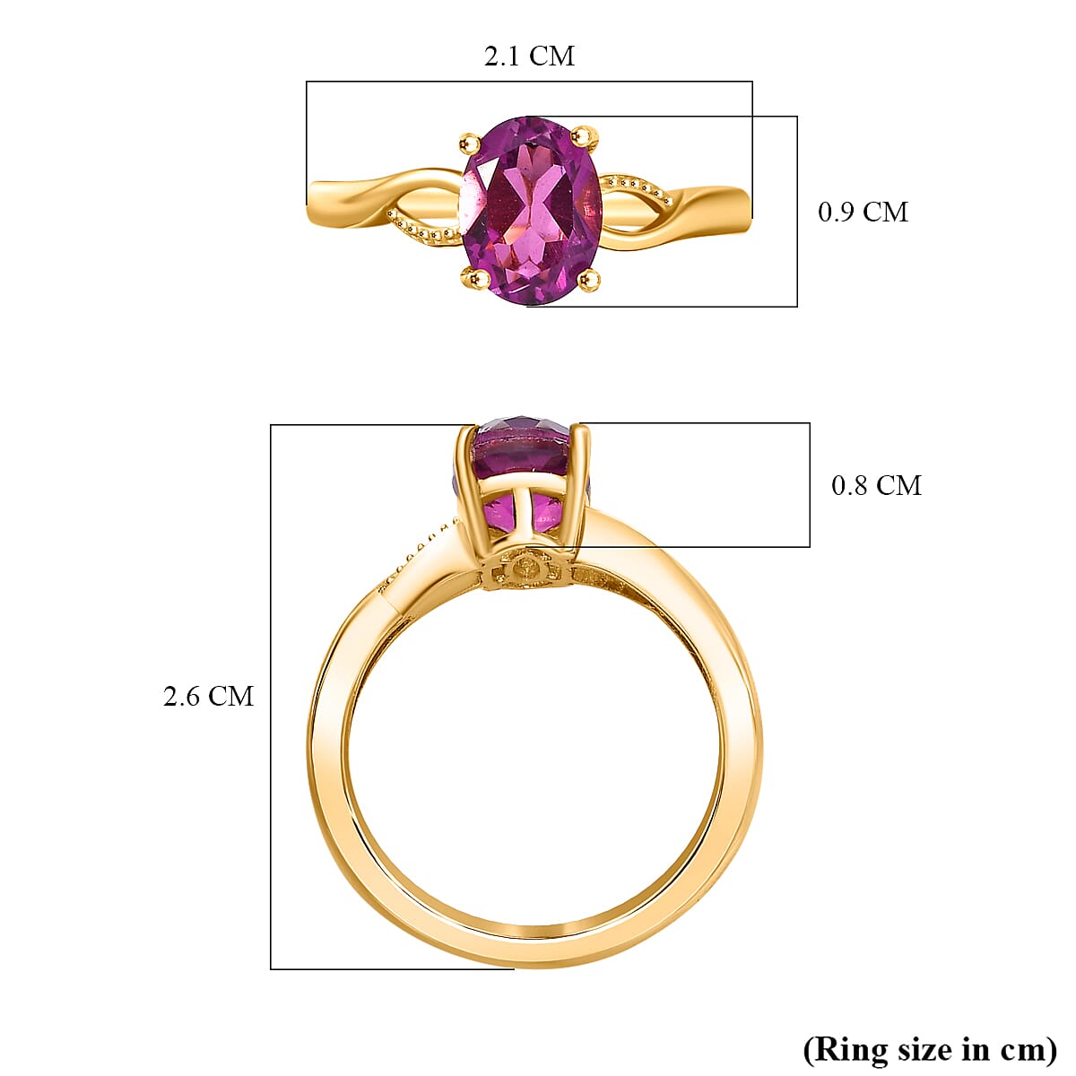 Rubellite Colour Quartz Solitaire Ring in Gold Overlay Sterling Silver 1.57  Ct. 7858193 5