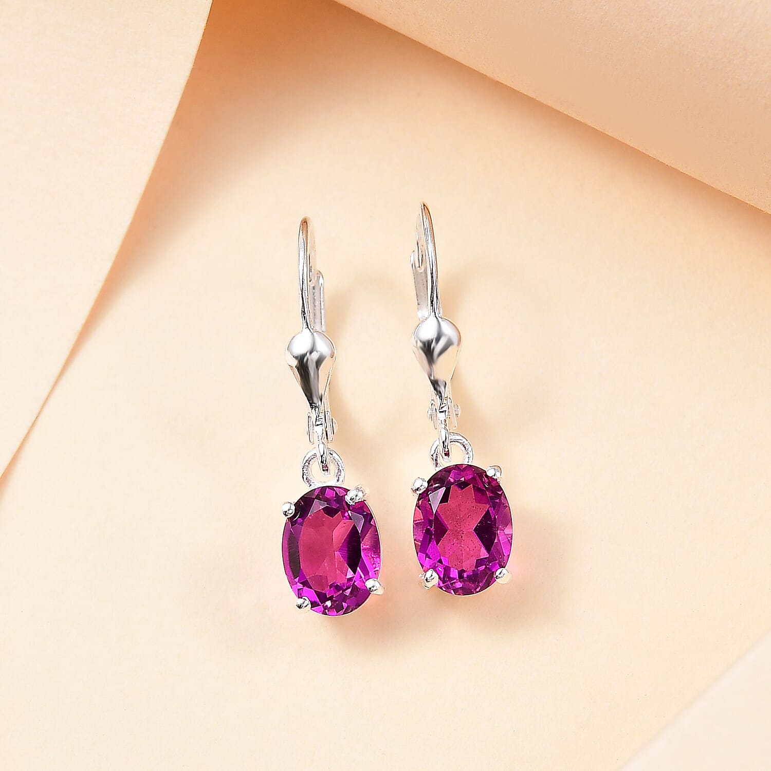 Rubellite Colour Quartz Lever Back Earrings in Sterling Silver 3.00  Ct. 7859887 1