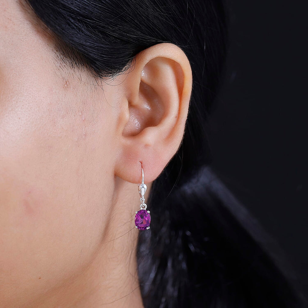 Rubellite Colour Quartz Lever Back Earrings Sterling Silver  3.00  Ct.